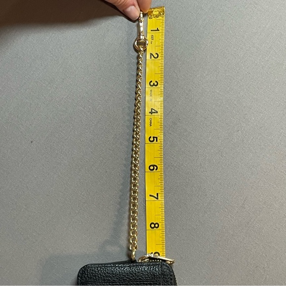 Coach Zip Card Case Wallet w/ Chain; Black Pebbled Leather with Gold Hardware - Picture 12 of 12